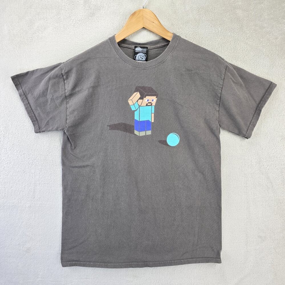 Vintage Think Geek Minecraft Steve Short Mens Medium Gray Y2K Gaming Promo Ball